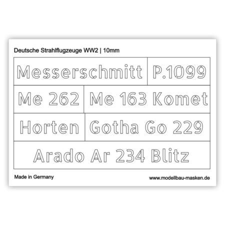 Airbrush Maske Deutsche Strahlflugzeuge 2. Weltkrieg