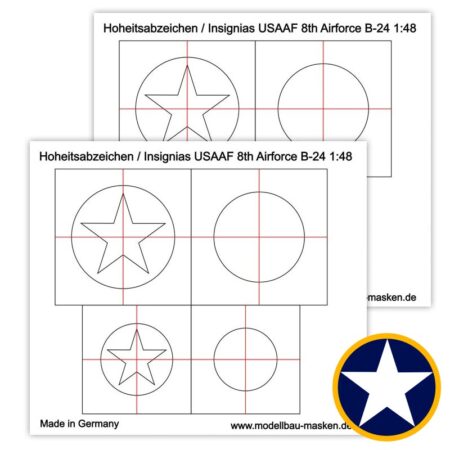 Airbrush Masken Insignien B-24 1:48