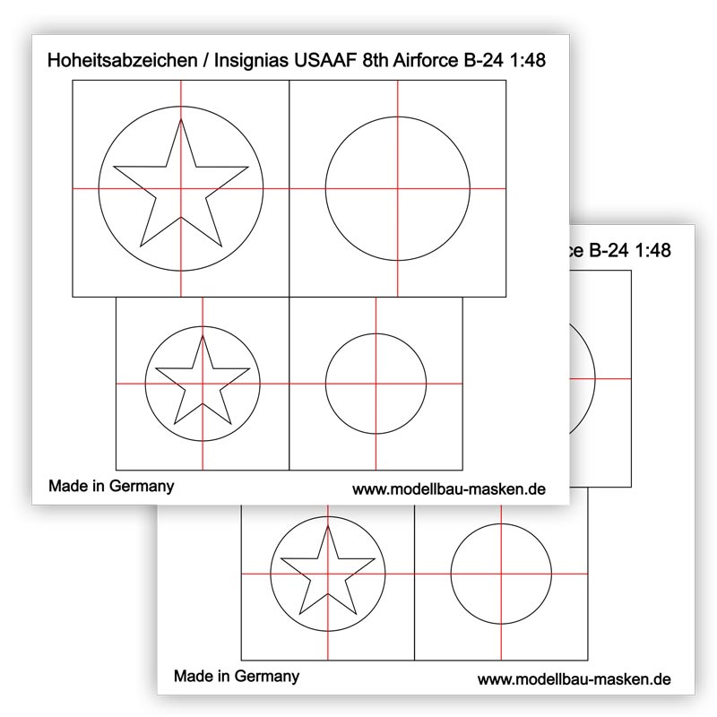 Airbrush Masken Insignien B-24 1:48