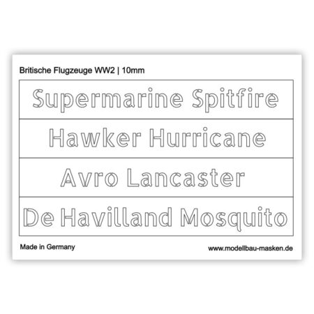 Airbrush Maske britische Flugzeuge WW2