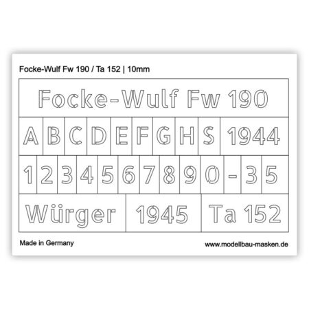 Airbrush Maske für Foke-Wulf Fw 190 / Ta 152